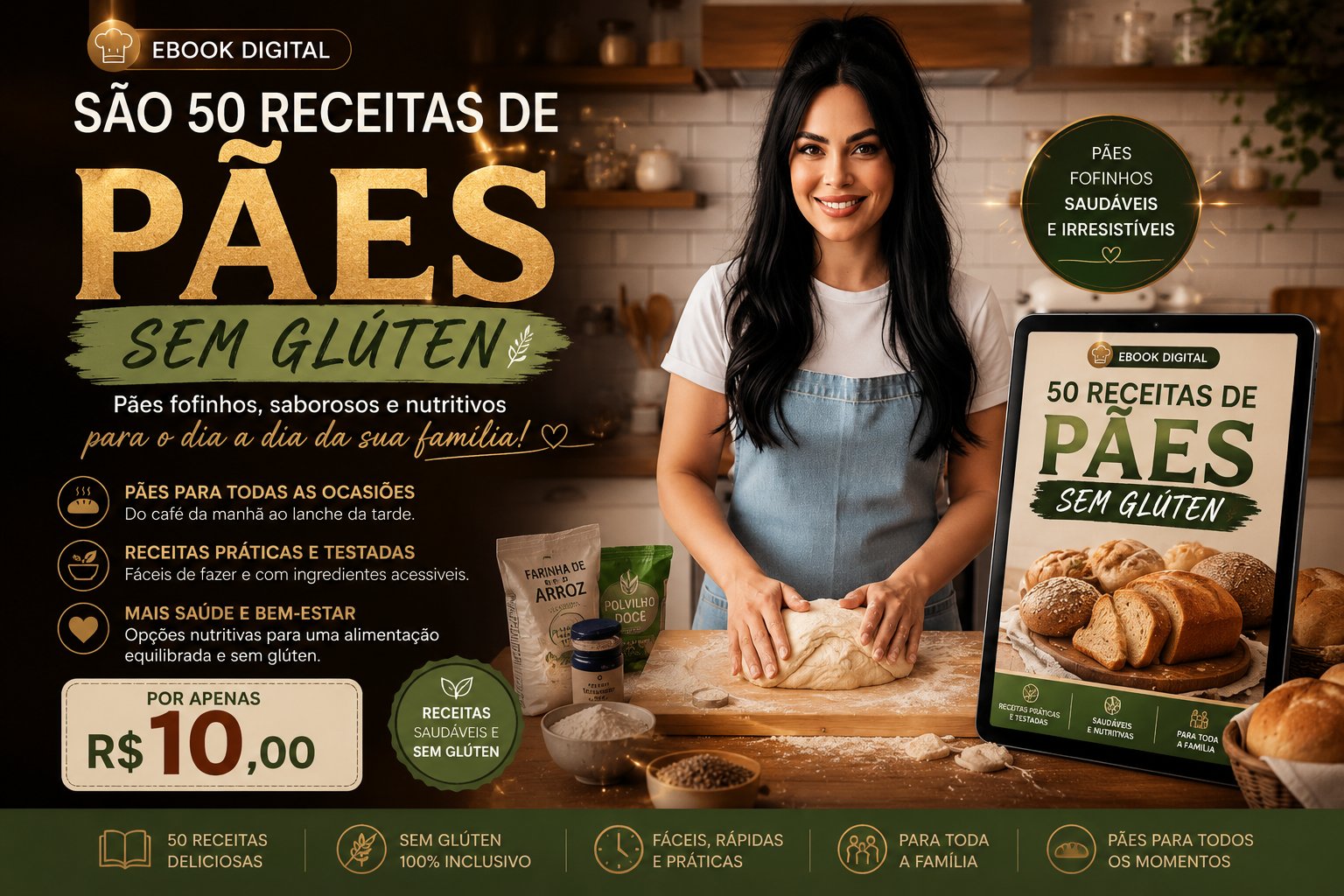 50 Receitas de Pães Sem Glúten e Sem Lactose
